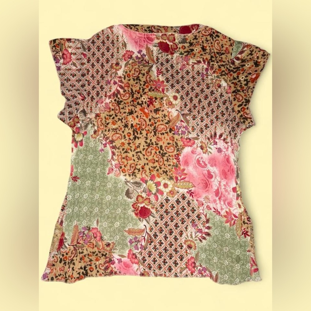 Tailor B. Moss Multicolor Patchwork Blouse - image 3